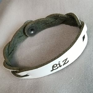 White BRAIDED LEATHER " LIZ " Bracelet